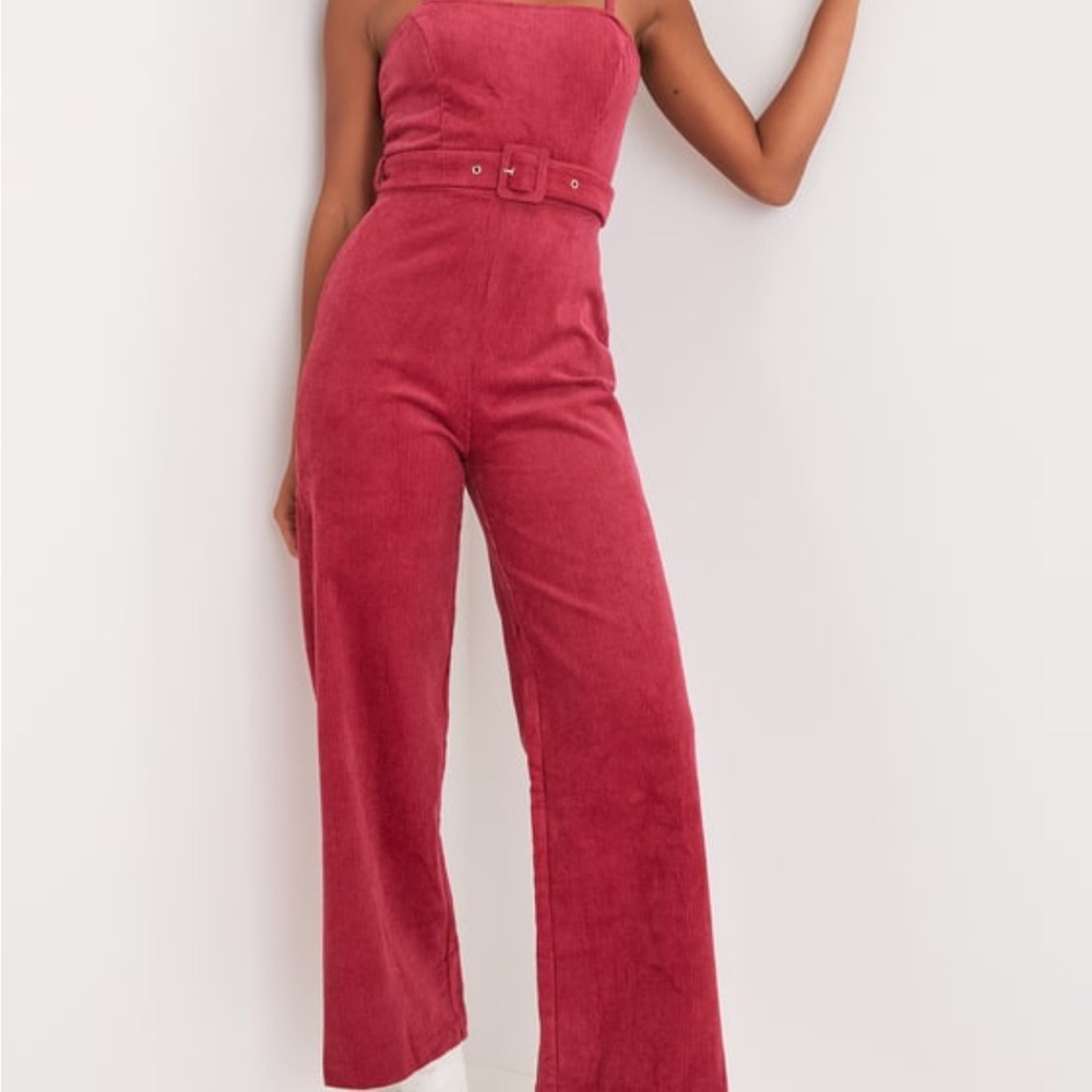 Berry Pink Corduroy Belted Wide-Leg Jumpsuit SOLD OUT ON LULU’S WEBSITE!